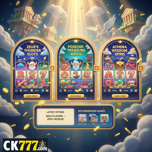 Tela de boas-vindas e lobby de jogos do aplicativo ck777